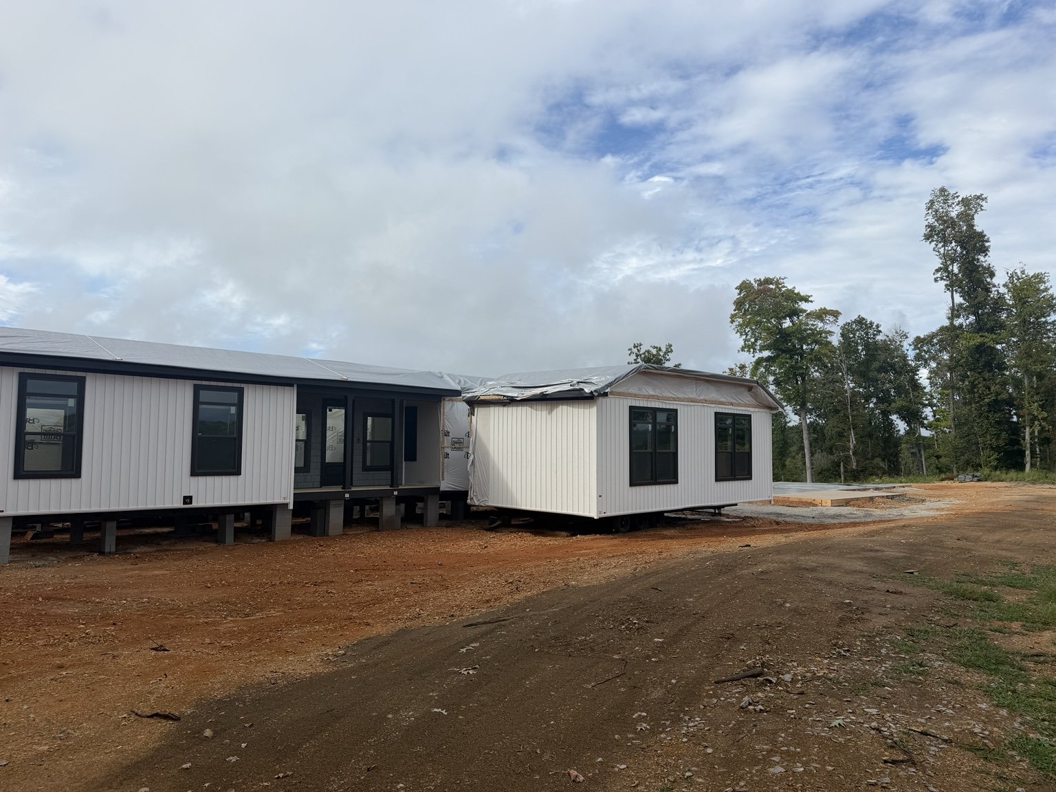 Prepared ground around a manufactured home
